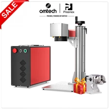80W MOPA Fiber Laser Engraver Color Metal Marking Machine with Rotary Axis