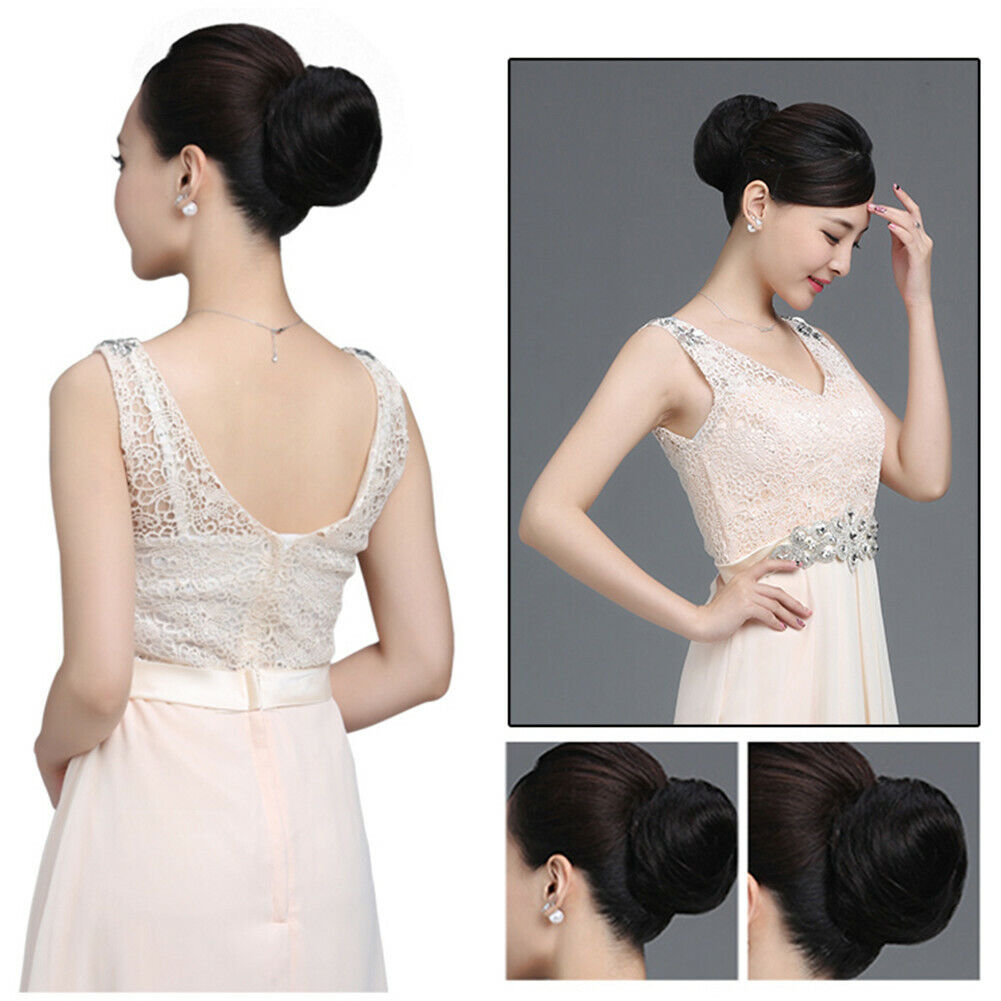 Women Hair Bun Hairpiece 100 REMY Human Hair Clip in On Bun Hair