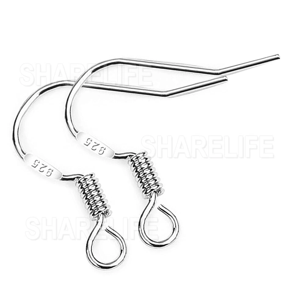 100/200pcs Sterling Silver Hooks Hypoallergenic Ear Wires DIY Earrings Jewelry - image 2 of 4