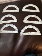 New Old Stock Vintage Metal Semi Circle Protractor Made In USA Set of 6