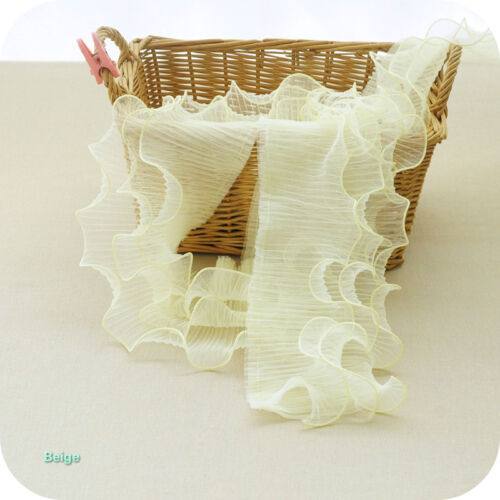 3 Layers Pleated Ruffles Trim Mesh Frill Sewing Edge Trimming Lace Craft By Yard - Picture 17 of 27