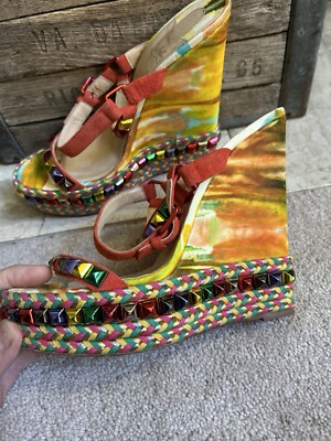 CHRISTIAN LOUBOUTIN Cataclou 140 Veau Vel Lamb Cubana wedge