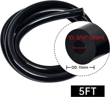 Silicone Vacuum Tubing Hose Line 5mm 3/16 inch 5FT 130PSI Max Pressure Black