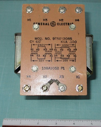 Transformador de control monofásico GE 138A1052P1 120/240V .100KVA 16/32V 9T56Y2085 - Imagen 2 de 3