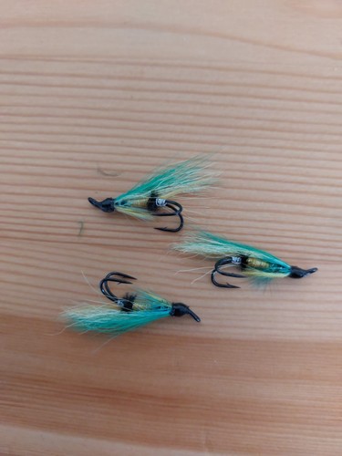 Green Highlander Salmon Flies ×3 Size 10s On Double Hooks - Picture 1 of 1