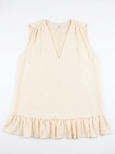 NA-KD Sleeveless Ruffle Hem V-Neck Cream Dress Size 38