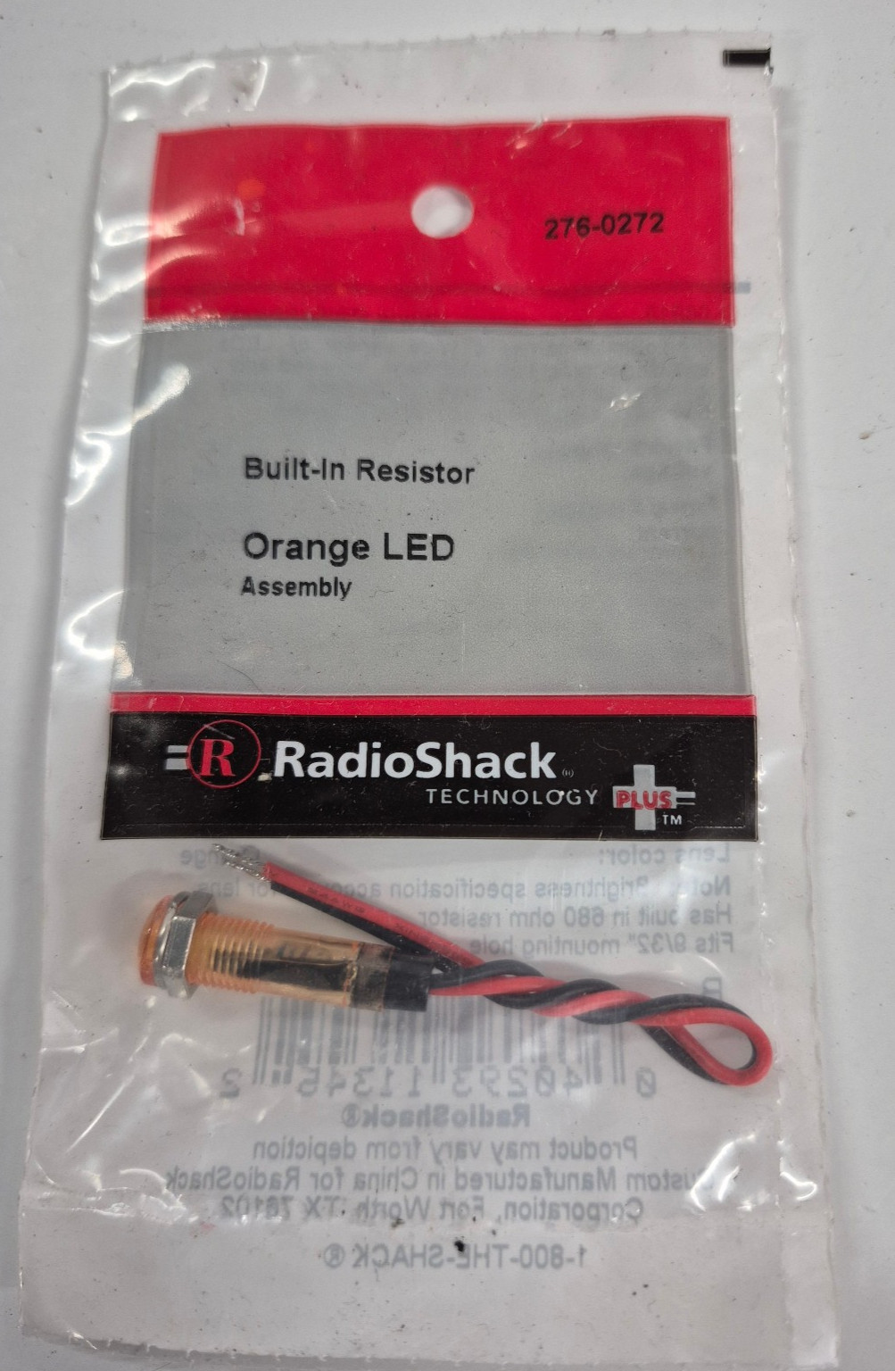 RadioShack Orange LED Assembly - Built-in Resistor - No. 276-0272