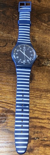 Swatch Swiss Herren Damen Uhr 25mm braucht Batterie wie Band blau weiß - Bild 1 von 4