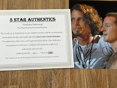 Chris Cornell & Chester Bennington autographed 8x10 photo, signed, authentic COA