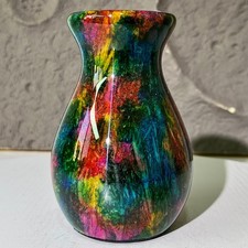 475G | Polished Rainbow Jade Vase - Natural Multi Color Stone Crystal Deco