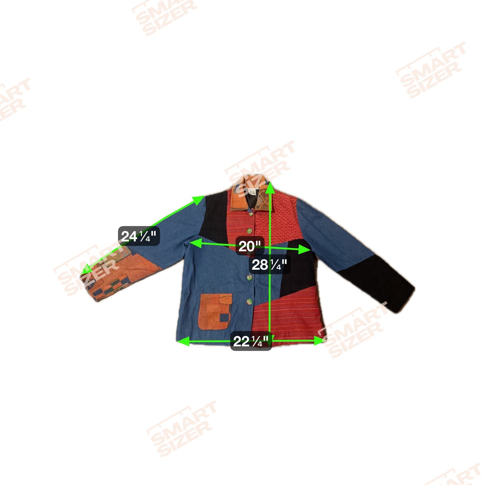 Parsley & Sage Jacket M Patchwork Multicolor Butt… - image 2