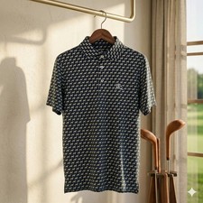Rhoback Golden Retriever Print Men  s Performance Polo Short Sleeve Golf Shirt