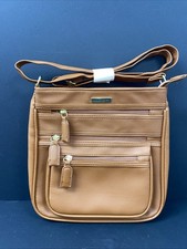 Nathalie Andersen Tan Crossbody Bag 3 Zip Front Compartment Detail New.PT
