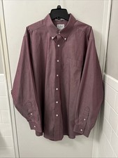 LL Bean Shirt Mens 16.5 Red Pinpoint Oxford Traditional Fit Wrinkle Free 251423