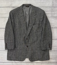 BROOKS BROTHERS 100 CAMEL HAIR Mens 46R Black Tan Houndstooth Button Blazer EXC