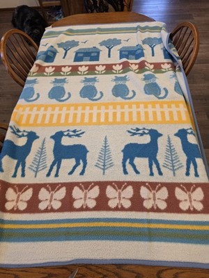 Reygers Reversible Throw 70's  Vintage Cabin Cottagecore Farmhouse Scandi Greece