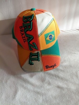 Vtg Brazil Hat Colorblock 3D embroidered  adjust Streetwear Y2K FIFA Worldcup 26