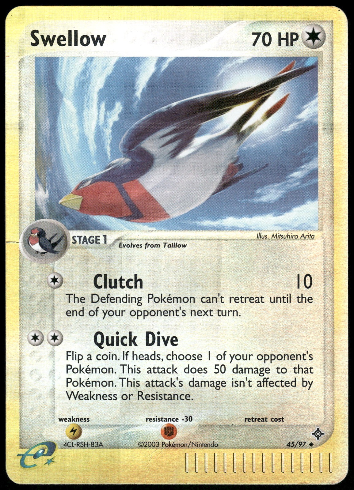Pokemon Swellow Uncommon Dragon 45/97 HP Reverse Holo
