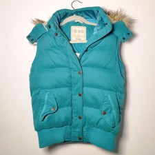 Fat Face Women's Size 10 Sherpa Fur Lined Down Gilet Body Warmer Turquoise