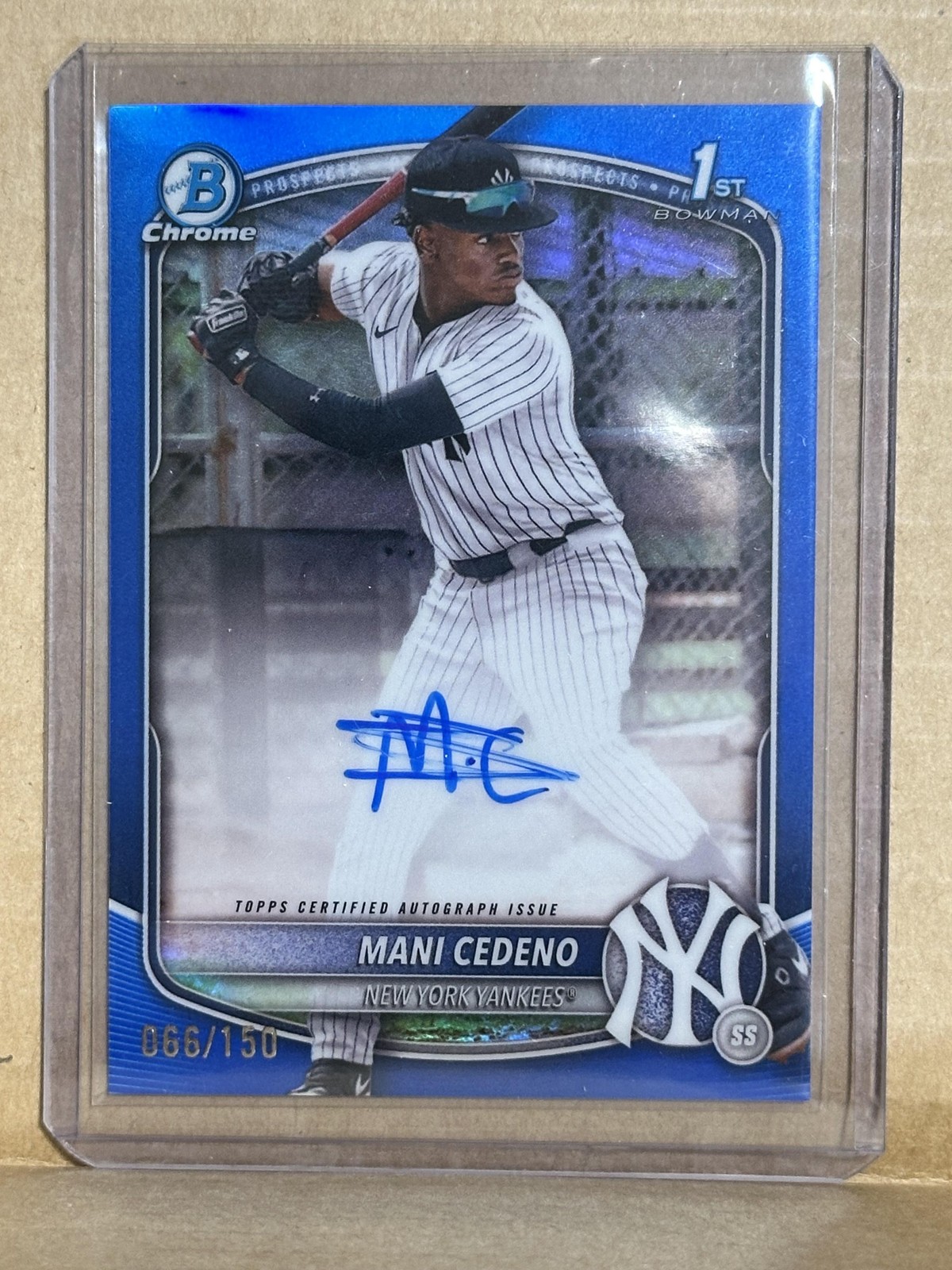 2025 Bowman Chrome #CPA-MCE Mani Cedeno Blue auto /150