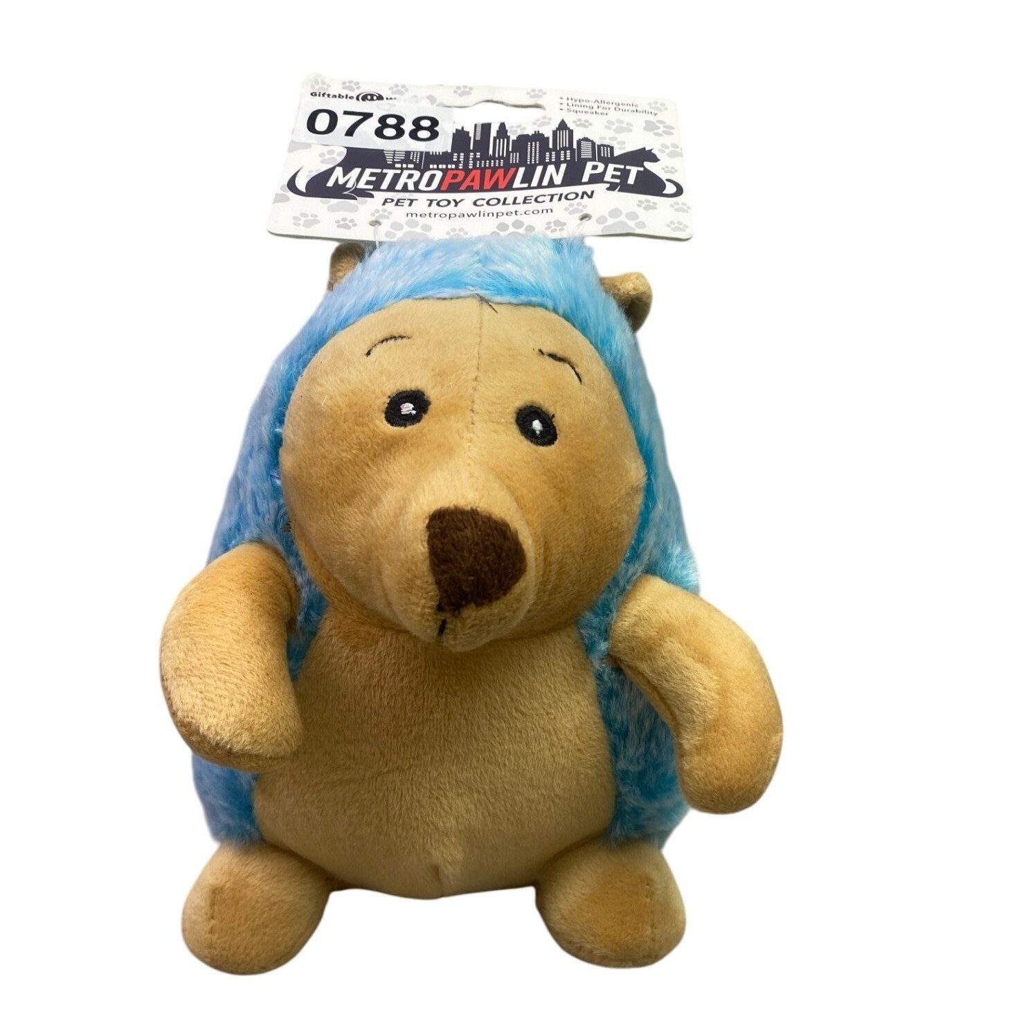 Blue Hedgehog Dog Toy Plush Squeaky New Metro Pawlin Pet