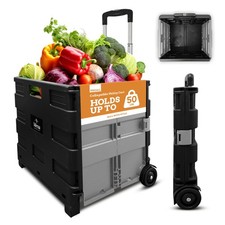 Ultra-Slim Rolling Collapsible Storage Pack-N-Roll Utility-carts, with Telesc...