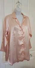 Victoria  s Secret Vintage Gold Label Pink Liquid Satin Sleep Shirt Size Small