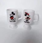 Vintage Mickey And Minnie Milk glass Walt Disney Productions Mugs - Footed