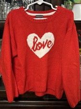 Vince Camuto Little Girl's Size 6 Sweater Heart Love Red Pullover Valentine
