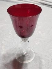 VTG Ruby Red Seeded Bubble Water Goblets with Clear Stem 8" X 3.5"