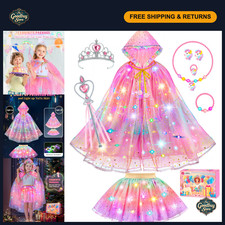 Unicorn Light-Up Princess Cape Dress for Girls - Magical Dress-Up Costume