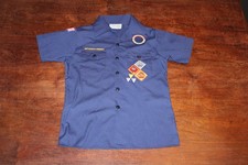 Boy Scouts of America BSA Youth Shirt Blue Large Sewn Patches Short Sleeve