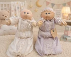 Vintage 1985 Soft Sculpture Cabbage Patch Preemie Twins, Original Outfit, Signed