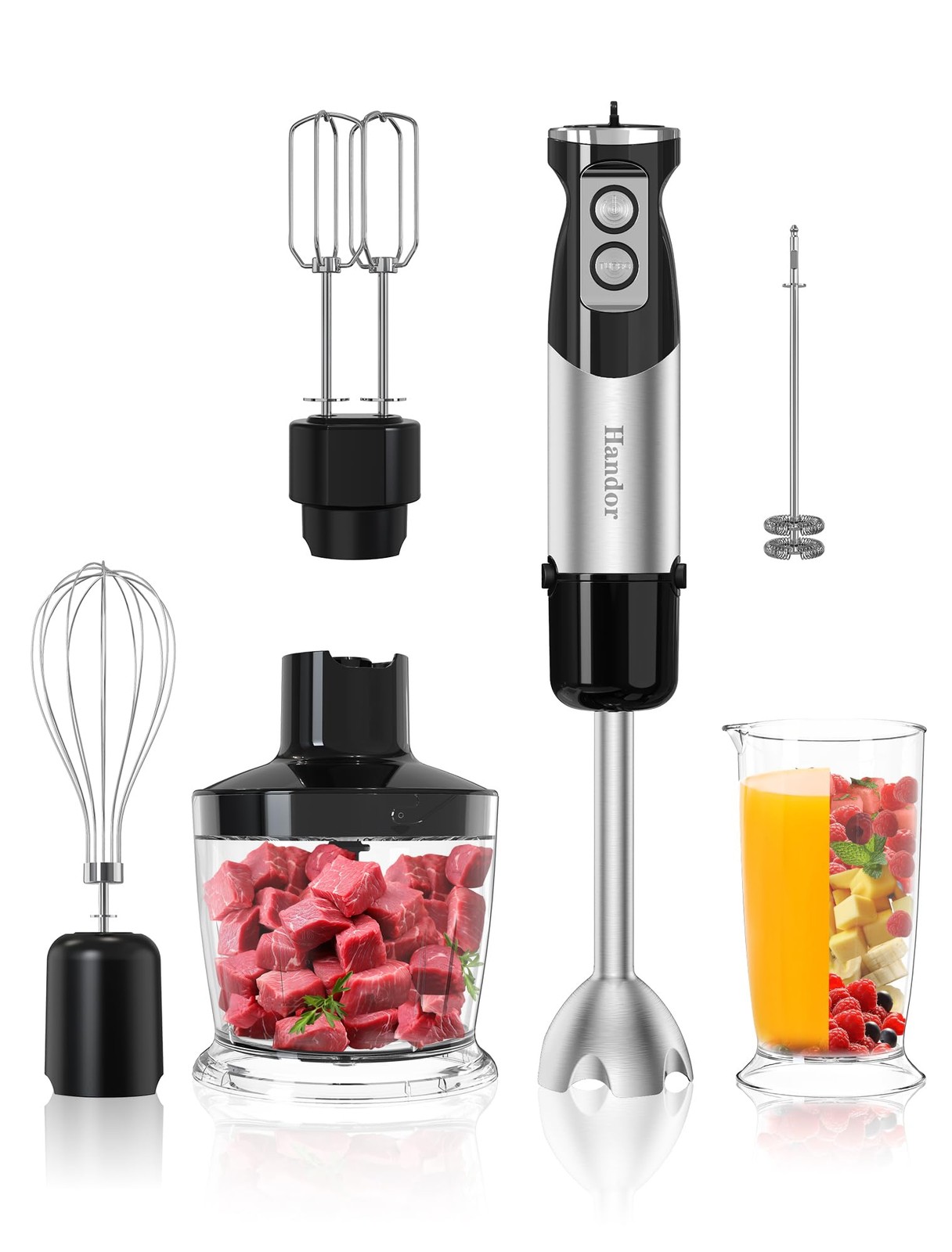 6-in-1 Hand Immersion Blender 1000W 12 Speed Handheld Blende