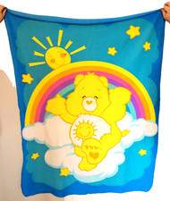 Vintage 2000 Care Bears FUNSHINE BEAR Fleece 45" x 60" Throw Blanket