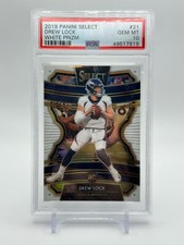 2019 PANINI SELECT DREW LOCK #21 CONCOURSE WHITE PRIZM /35 ROOKIE SP PSA 10