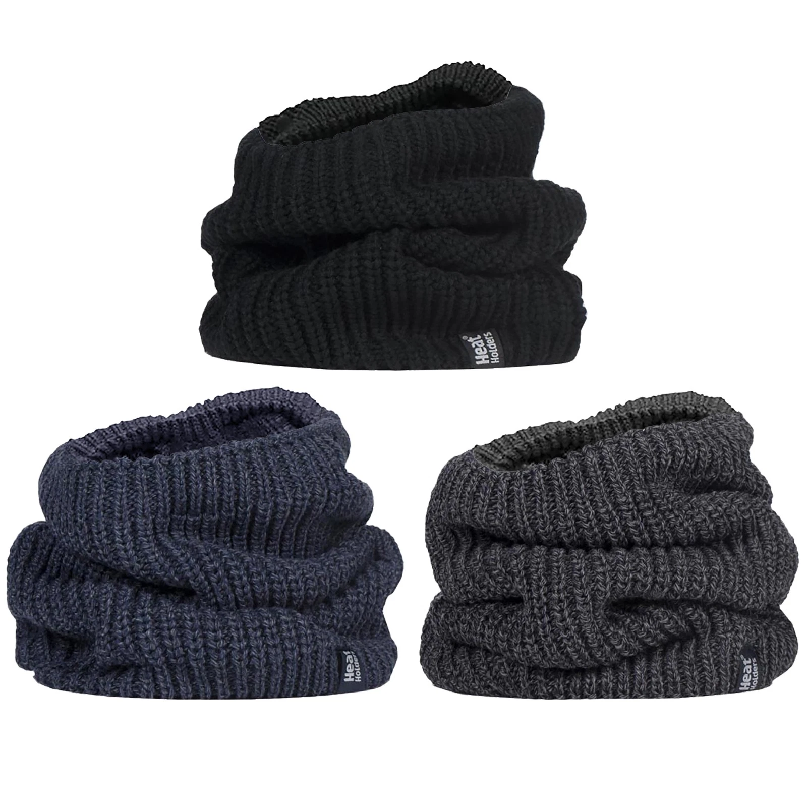 Heat Holders - Mens Fleece Lined Chunky Knit Thermal Neck Warmer