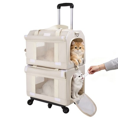 Stapelbar Transportbox 2er Set mit abnehmbar Rollen Hunde Katze Transporttasche