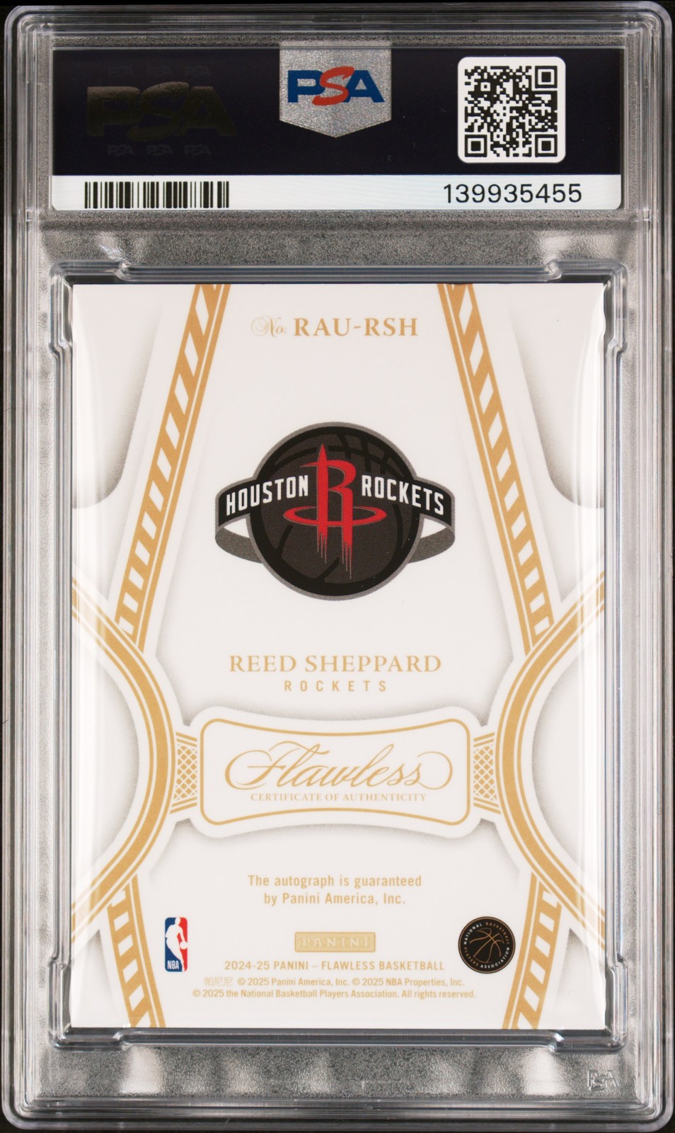 2024 PANINI FLAWLESS ROOKIE AUTO #RAU-RSH REED SHEPPARD ROOKIE RC /25 PSA 8 view 2
