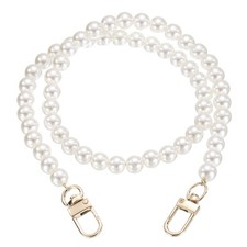 2 Pcs Imitation Pearl Purse Strap, 23.6 Inch Handbag Swivel Clasp, Gold
