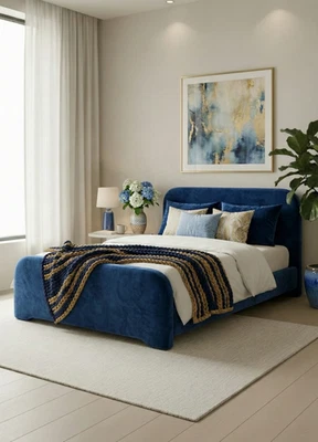 Plush Velvet Ottoman Bed Frame Gas Lift Storage Double King Super King &Mattress