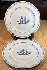 Spode Trade Winds Blue Dinner Plates 10-1/4  Set Lot of 2 Nautical Ships READ