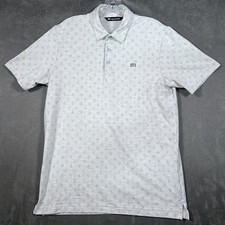 Travis Mathew Golf Polo Mens M Gray Floral All Over Print Golf Stretch