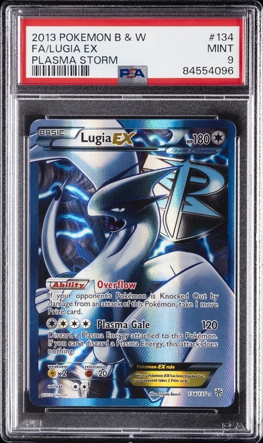 2013 POKEMON BLACK & WHITE PLASMA STORM #134 FULL ART/LUGIA EX PSA 9