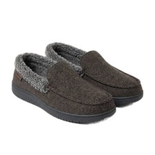 Dearfoams Mens Moccasin Slipper Memory Foam Coffee XL 13-14 NIB