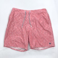 Johnnie-O Marco Swim Trunks Men's Size L Azalea Pink Dotted Mesh Lined Board