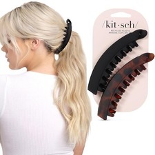 Kitsch Banana Hair Clips for Women Black Tort 2PCS