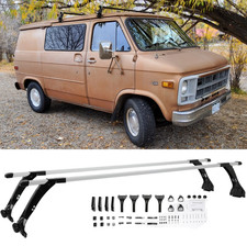 Van Roof Rack Cross Bars Cargo Kayak W Rain Gutter Adjustable For Gmc Vandura