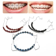 1Pair Fake Braces Colorful Brackets For Teeth Temporary Metal Wires Decoration
