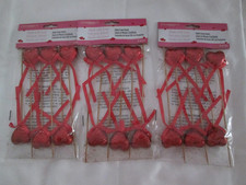 Lot of 3 pkgs of 8.5 inch Red Glitter Heart Valentines Day Floral Picks, 18 pcs